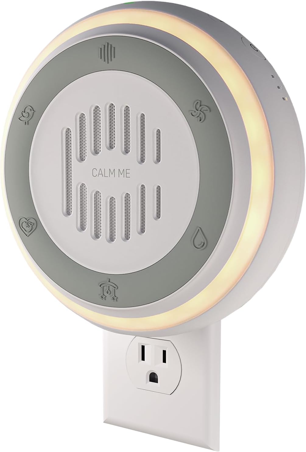 Plug-in white noise machine with two-color night light