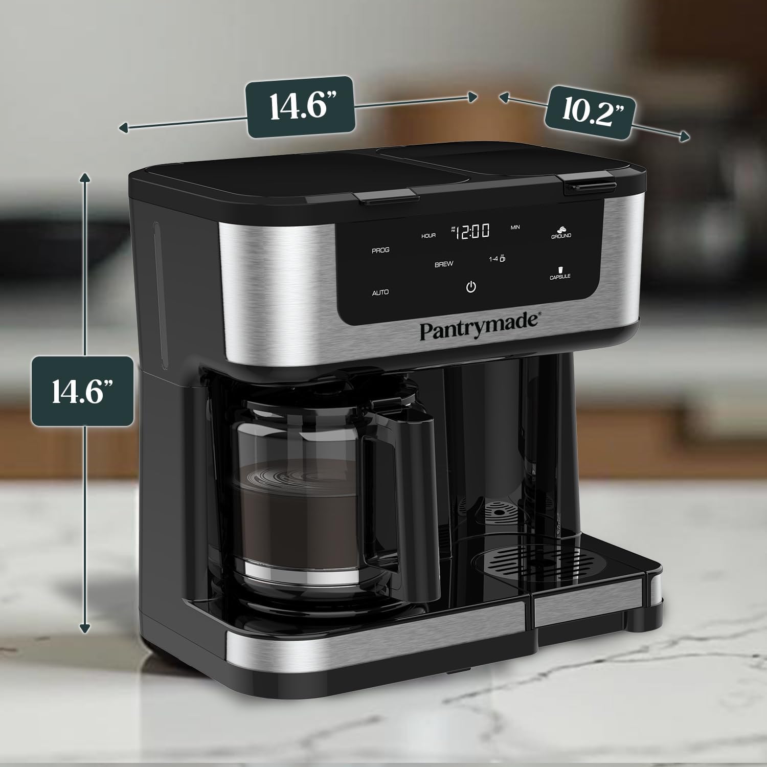 Dual Brew Coffee Maker | 12 Cup & Single Serve K-Cup Machine with Touchscreen encalife