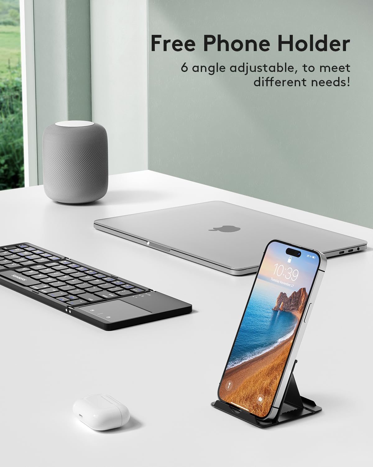 Foldable Bluetooth Keyboard with Touchpad Phone Stand encalife
