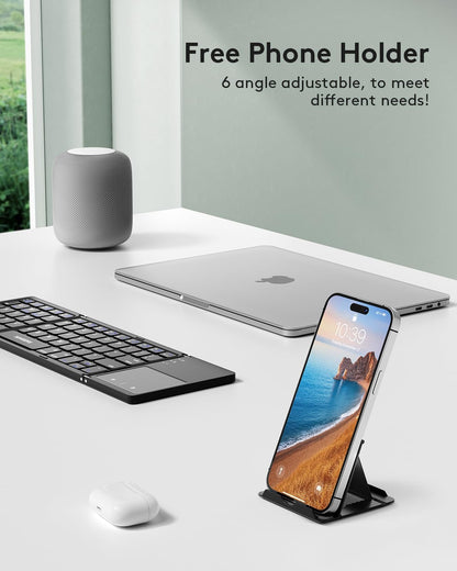 Foldable Bluetooth Keyboard with Touchpad Phone Stand encalife