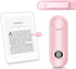 Alt Image Text:
Pink Page Turner remote clipped to an e reader for hands free page turning during comfortable reading.