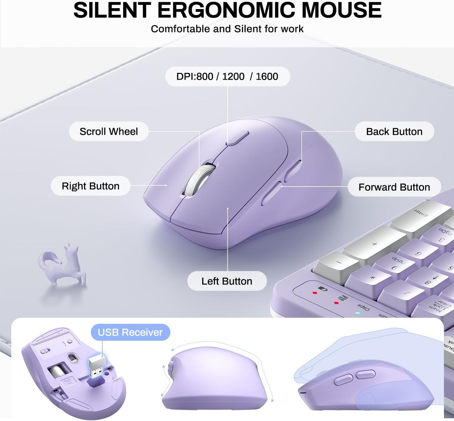 Ergonomic Wireless Keyboard and Mouse Combo encalife