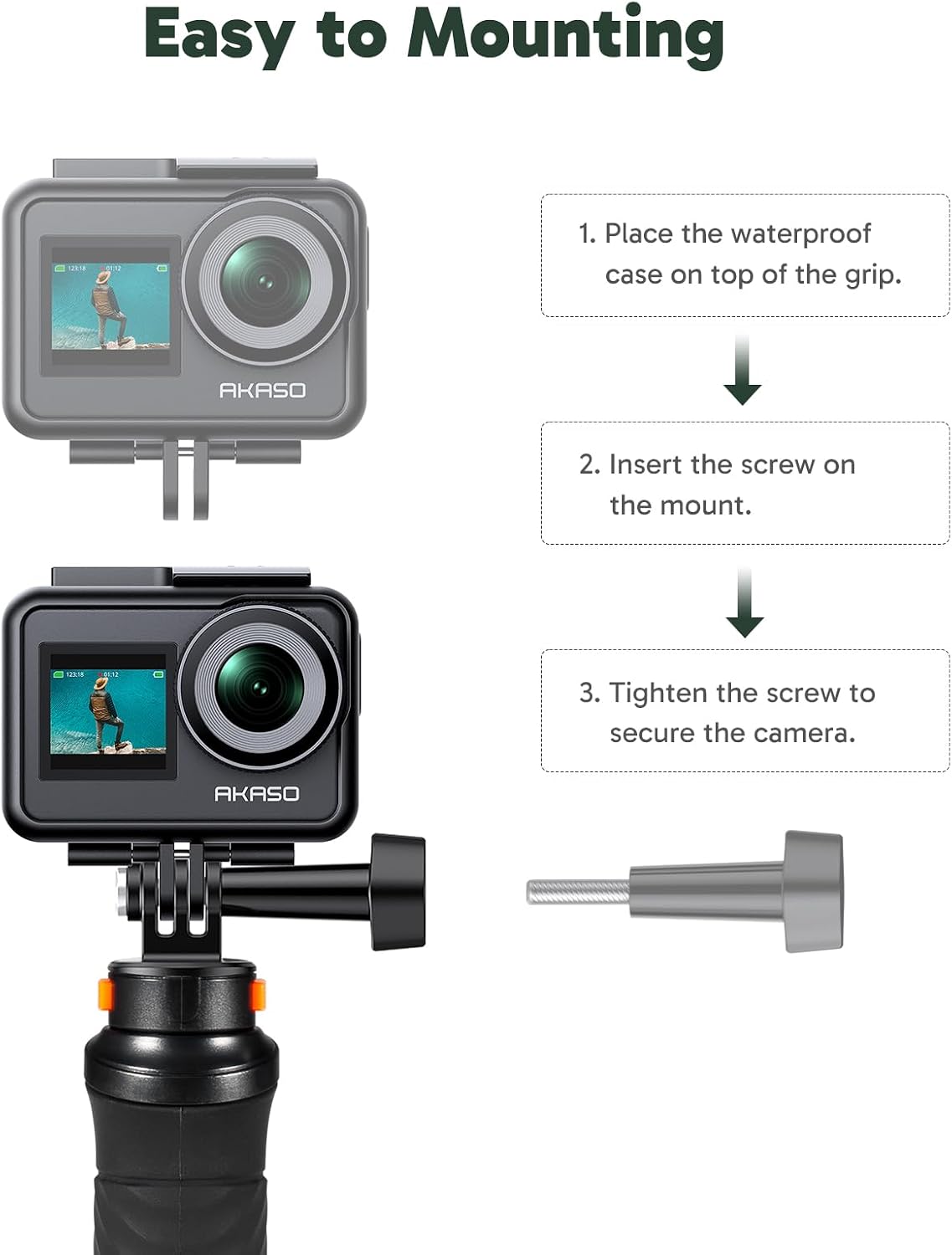 Waterproof Floating Action Camera Hand Grip Mount encalife