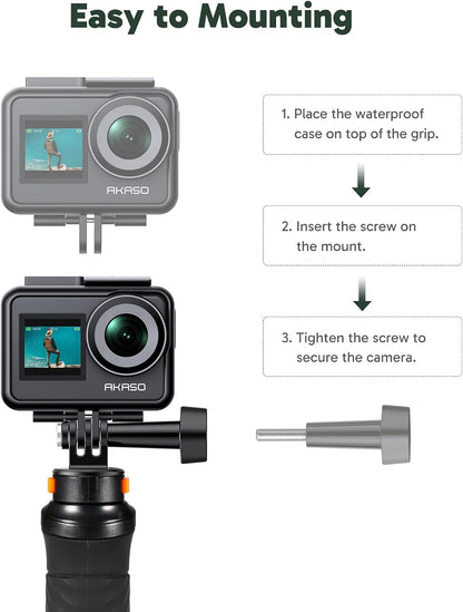 Waterproof Floating Action Camera Hand Grip Mount encalife
