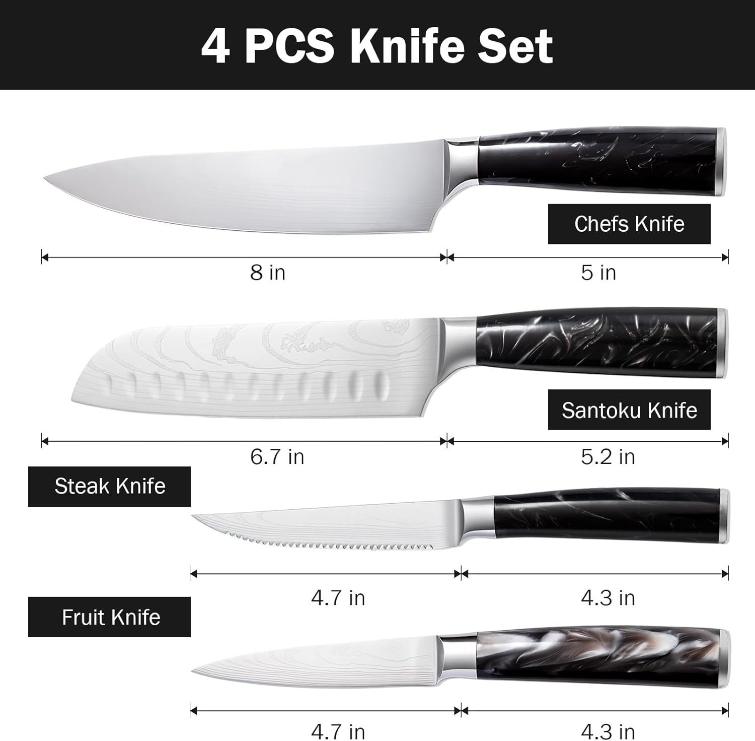 Kitchen Knife Set | 4PCS High Carbon Chef Knives encalife