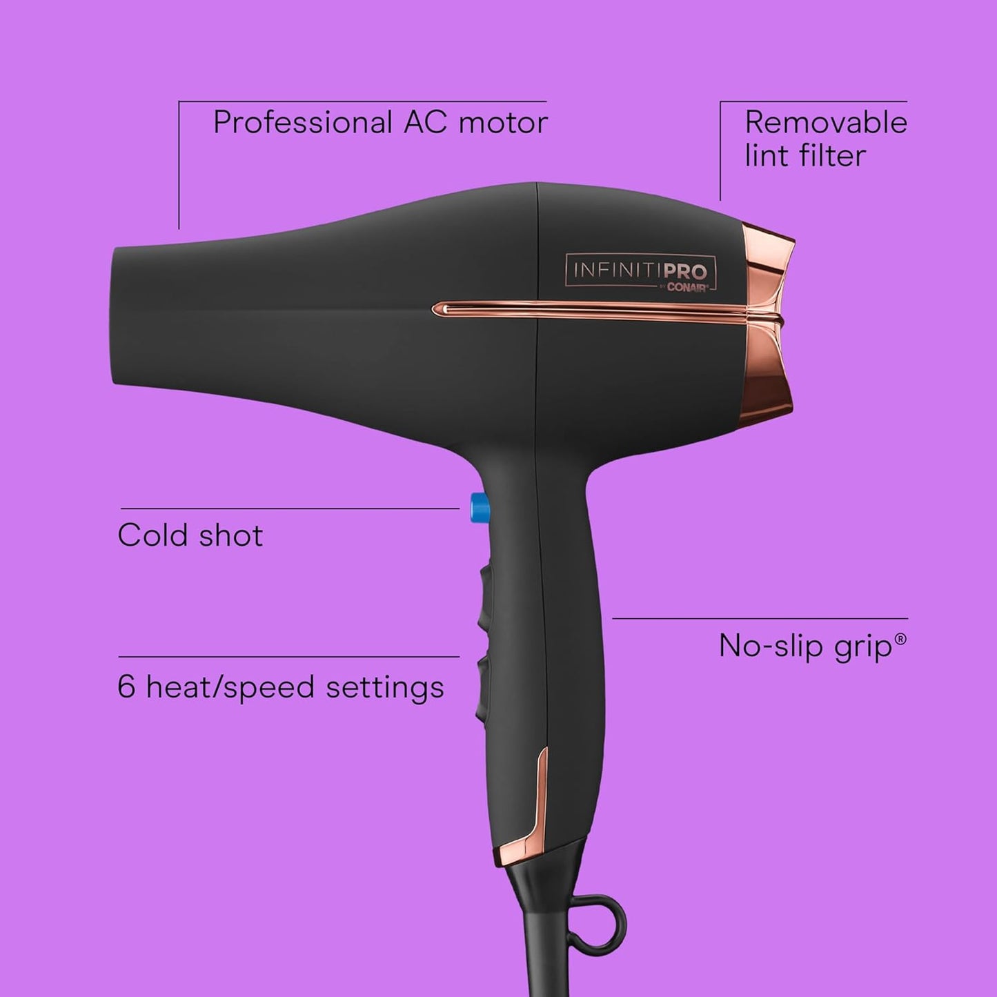 1875W Ceramic Hair Dryer | Ionic Blow Dryer with Diffuser & Concentrator encalife