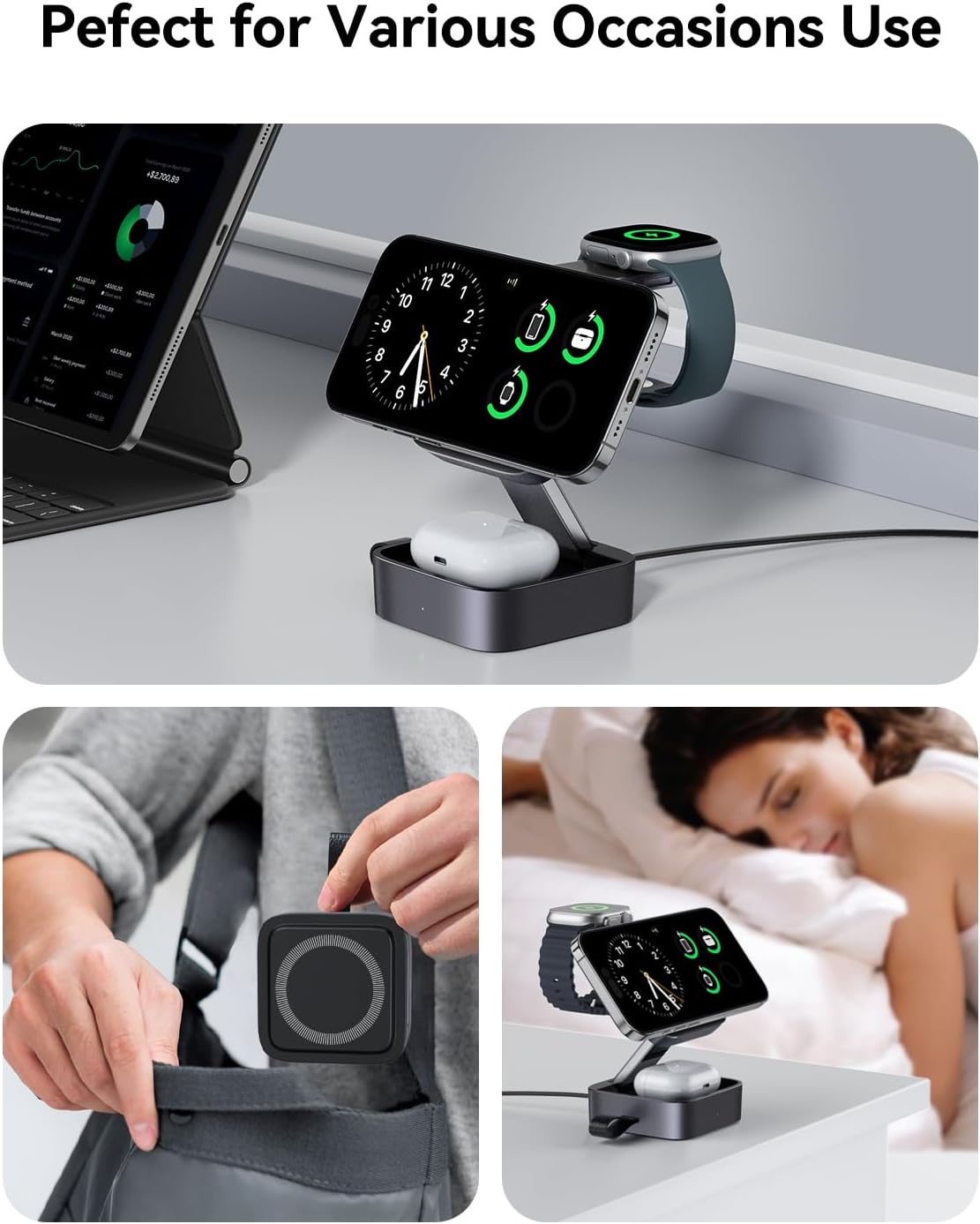 Foldable 3-in-1 Magnetic Fast Travel Charging Station encalife