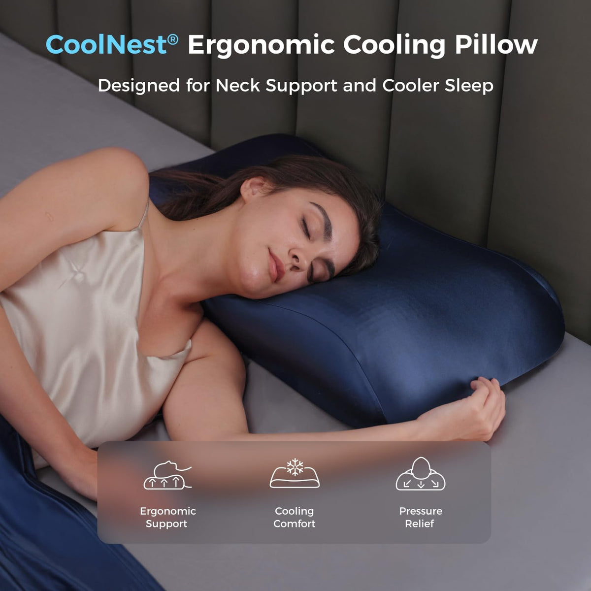 Side Sleeper Cooling Gel Memory Pillow encalife