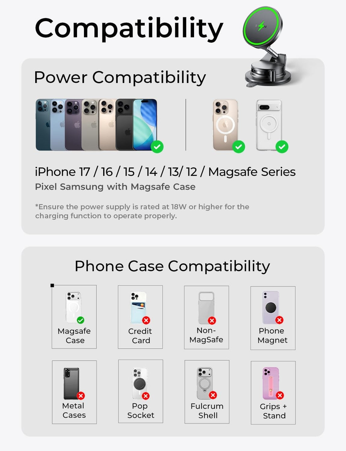Magnetic MagSafe Car Mount Phone Charger Lever-Lock encalife