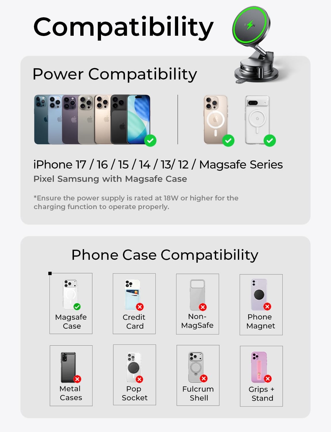 Magnetic MagSafe Car Mount Phone Charger Lever-Lock encalife