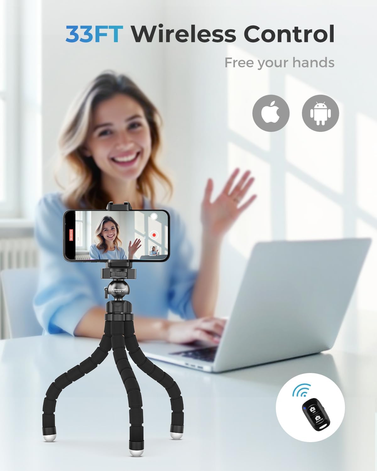 Flexible Tripod Mobile Stand With Wireless Remote Control encalife