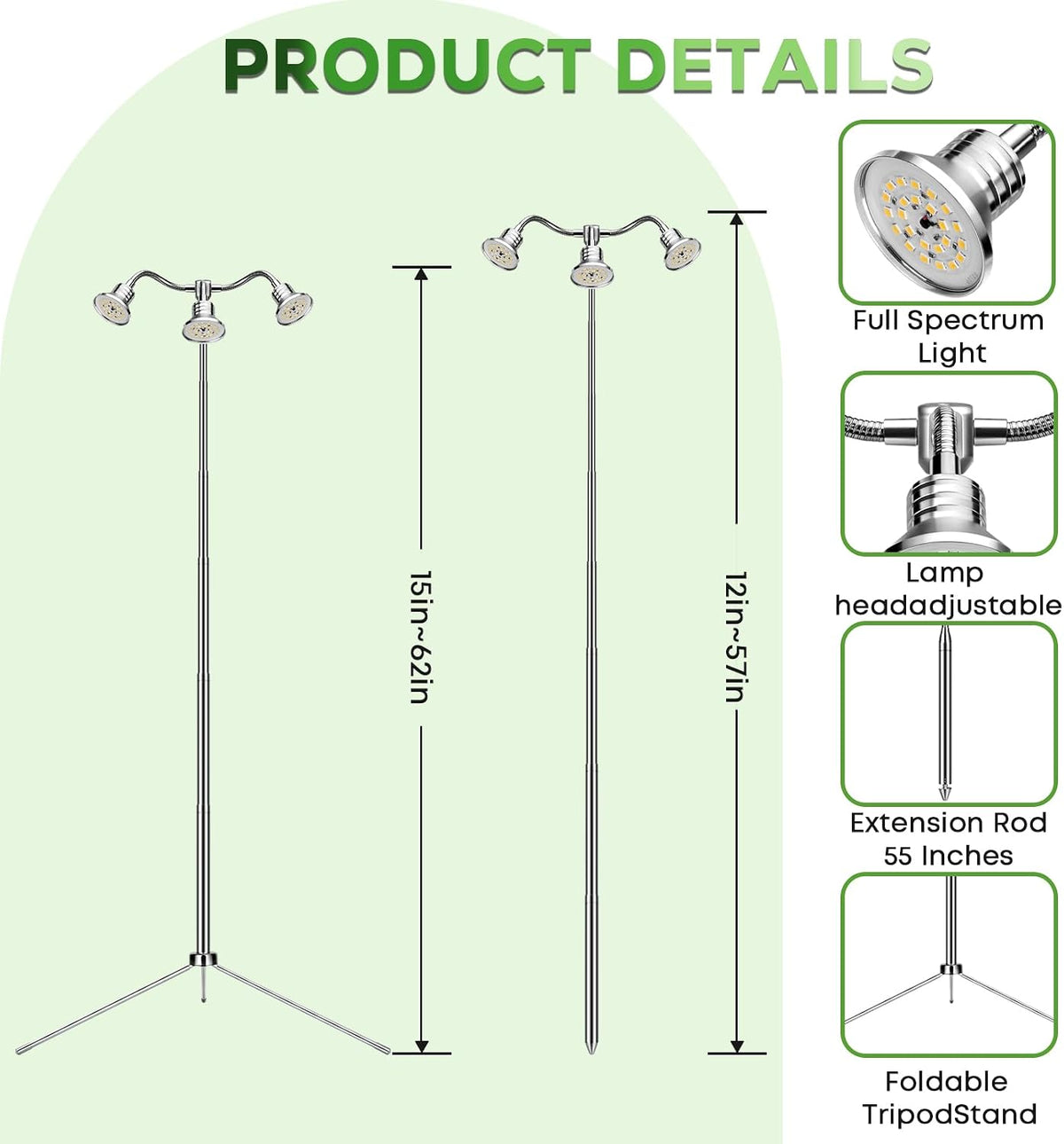 Grow Light For Indoor Plants | Adjustable Tripod Full Spectrum encalife