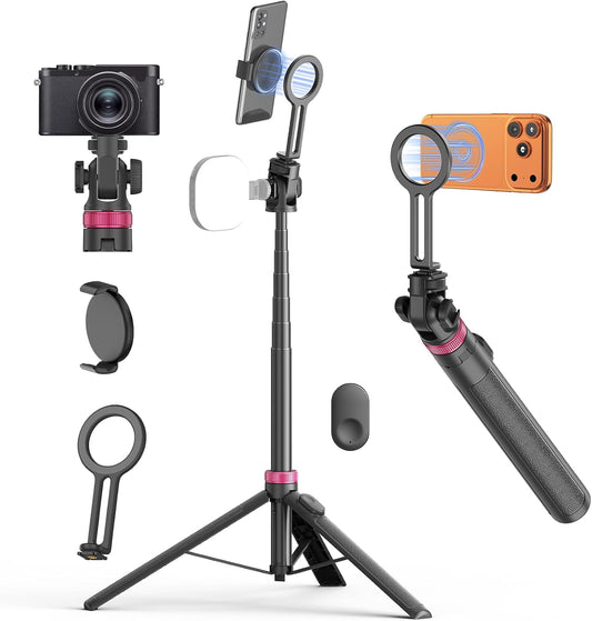 69-inch magnetic phone tripod with rechargeable wireless remote