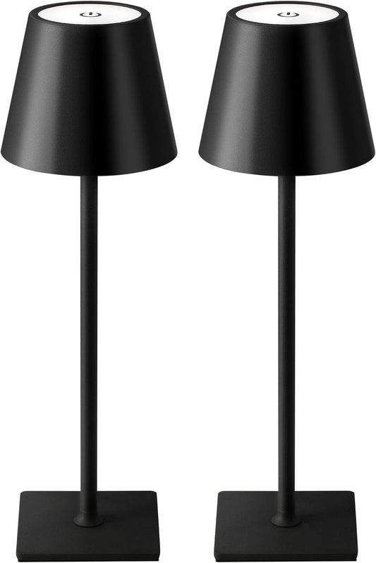 Two Cordless Rechargeable Table Lamps With Touch Dimming encalife