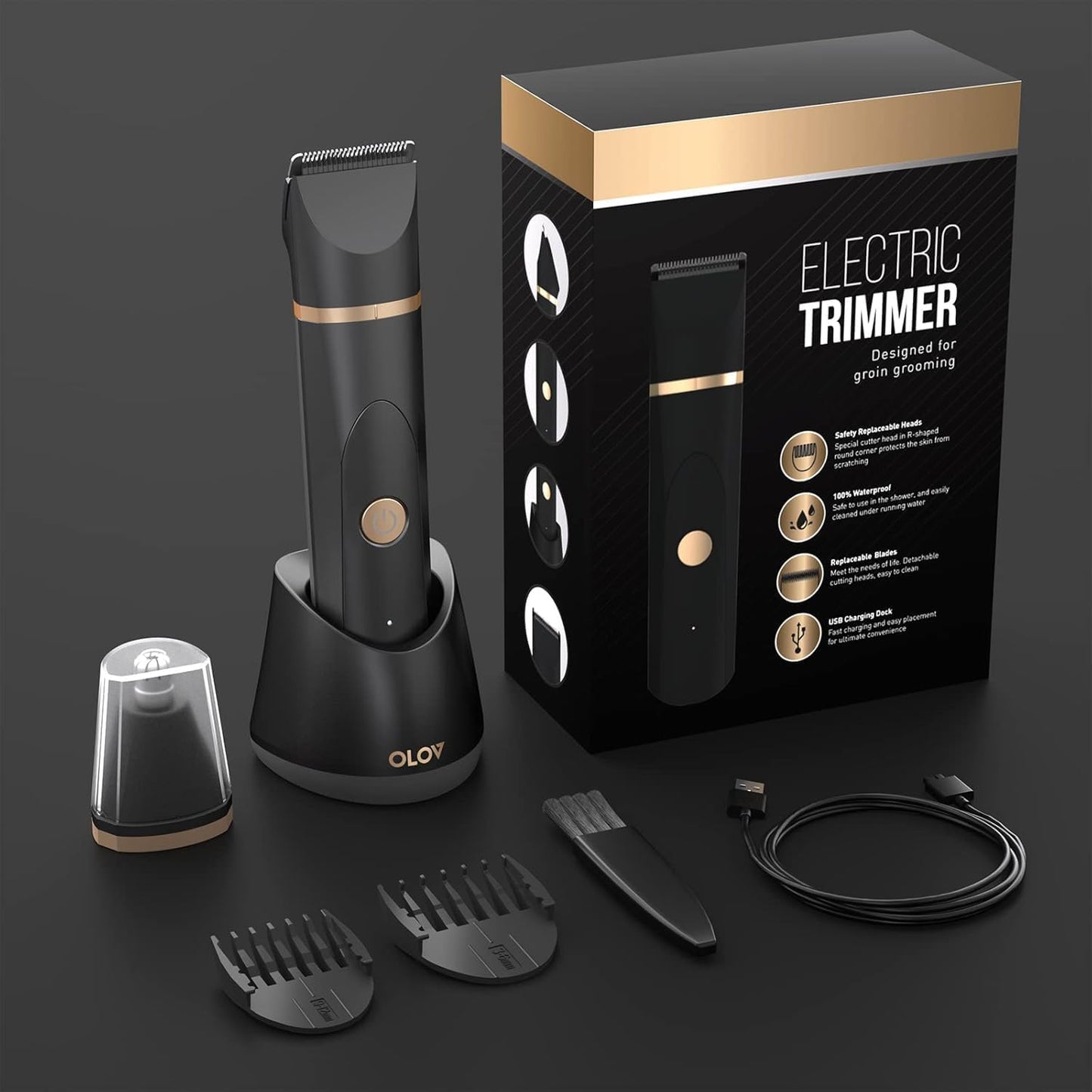 OLOV Waterproof Beard Trimmer Body Grooming Kit encalife