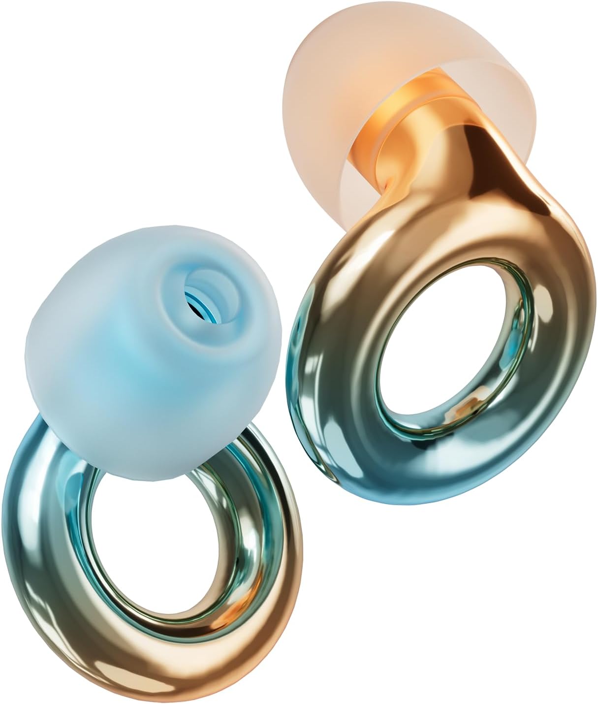 Multicolor reusable noise-reducing earplugs with loop-shaped design