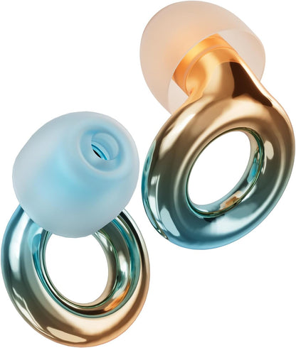Multicolor reusable noise-reducing earplugs with loop-shaped design