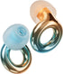 Multicolor reusable noise-reducing earplugs with loop-shaped design