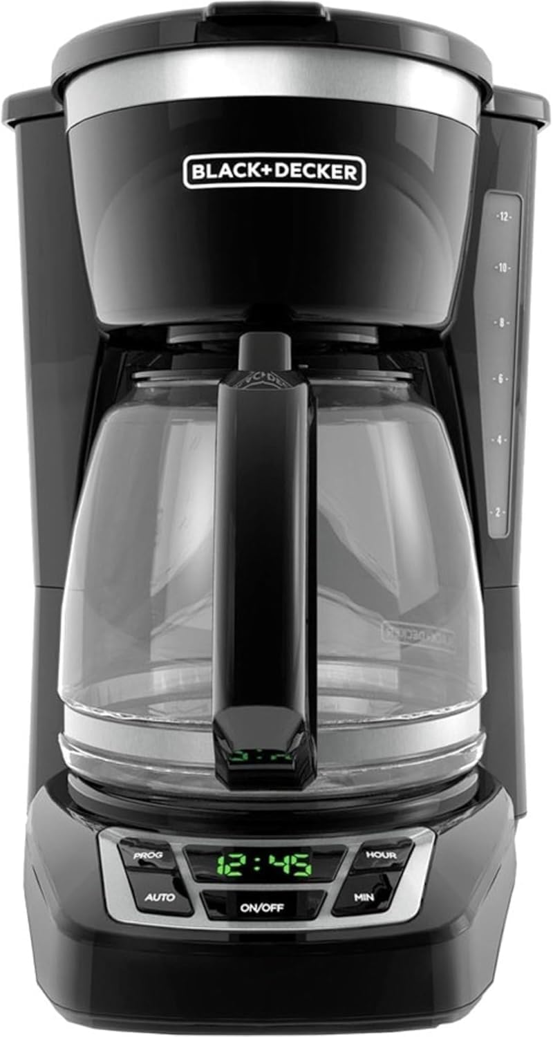 BLACK+DECKER 12-Cup Programmable Coffee Maker – Digital Drip Coffee Machine with Auto Brew, Sneak-A-Cup &amp; Keep Warm Plate