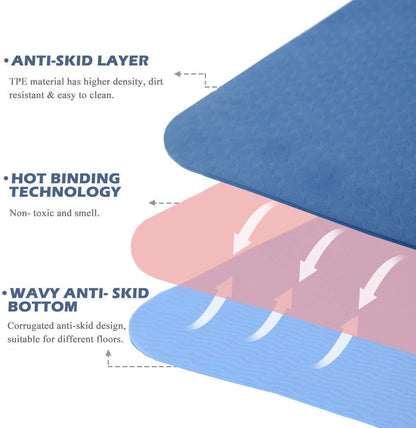 Eco Non Slip TPE Yoga Mat With Carry Bag encalife