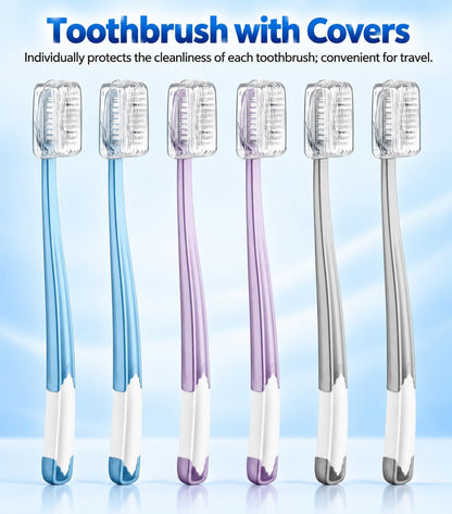 Soft Toothbrushes with Travel Covers encalife