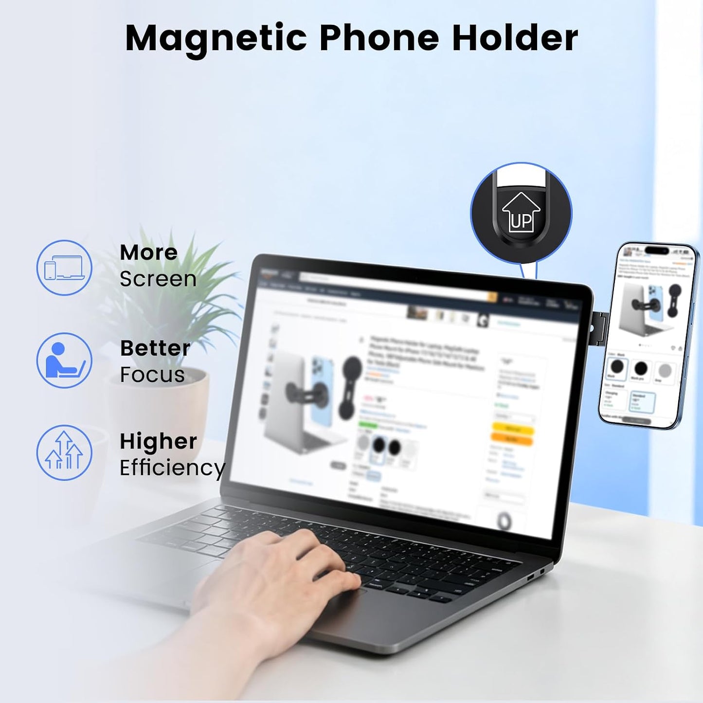 Magnetic Laptop Phone Mount Adjustable MagSafe Holder encalife