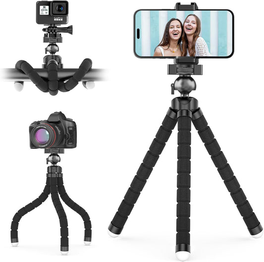 Flexible tripod mobile stand with wireless remote for smartphones