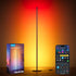 Smart RGBIC corner floor lamp displaying flowing multicolor light