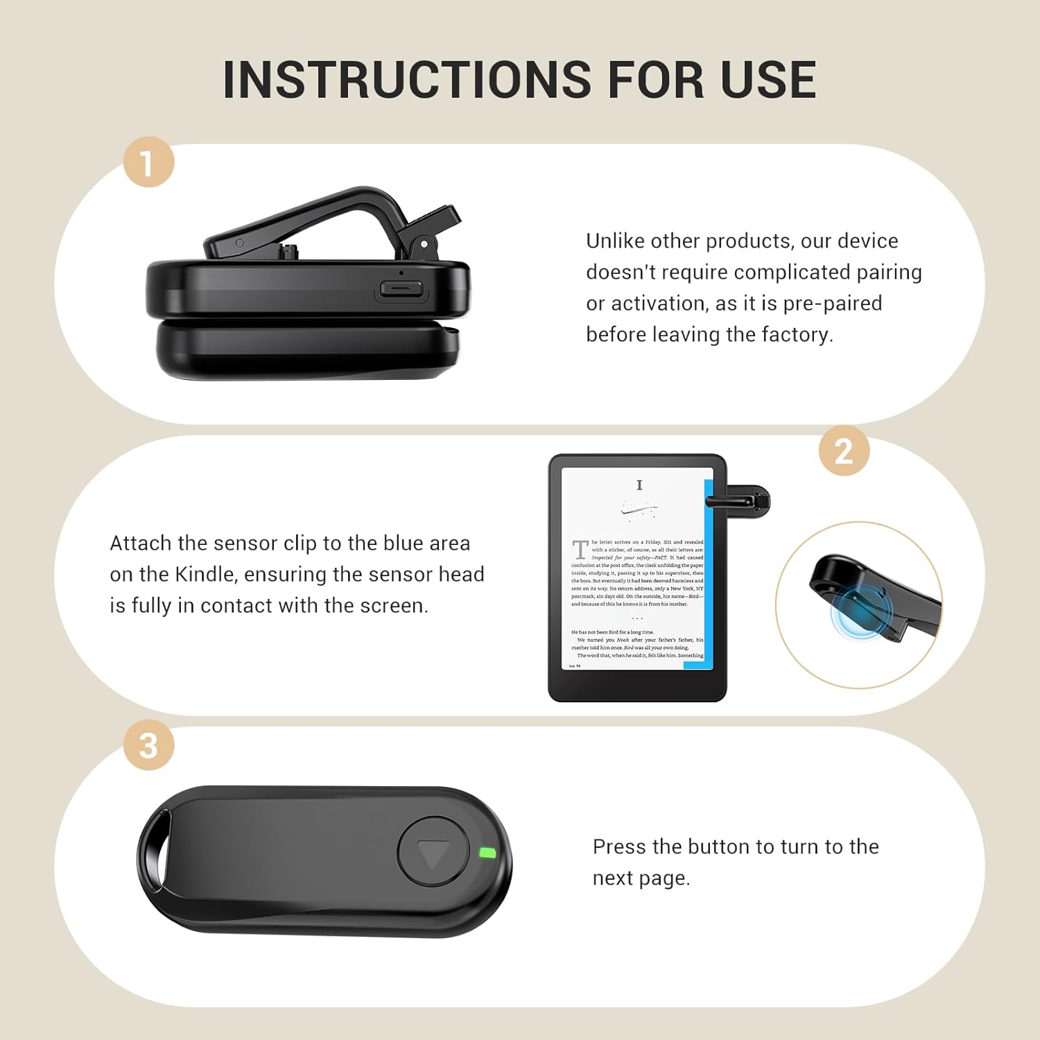 Hands Free Page Turner Remote for Cozy Reading encalife