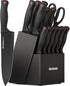 15-Piece Kitchen Knife Set with Block – German Steel, Built-in Sharpener