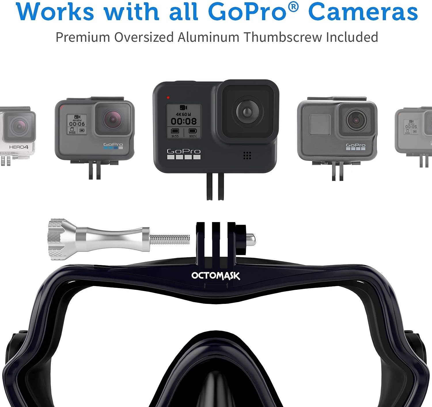 Frameless Scuba Diving Mask With Action Camera Mount encalife