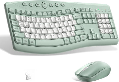 Wireless Keyboard Mouse Combo Ergonomic Gaming encalife