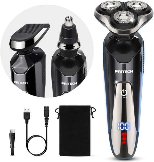 Rechargeable electric razor men wet dry cordless shaver kit