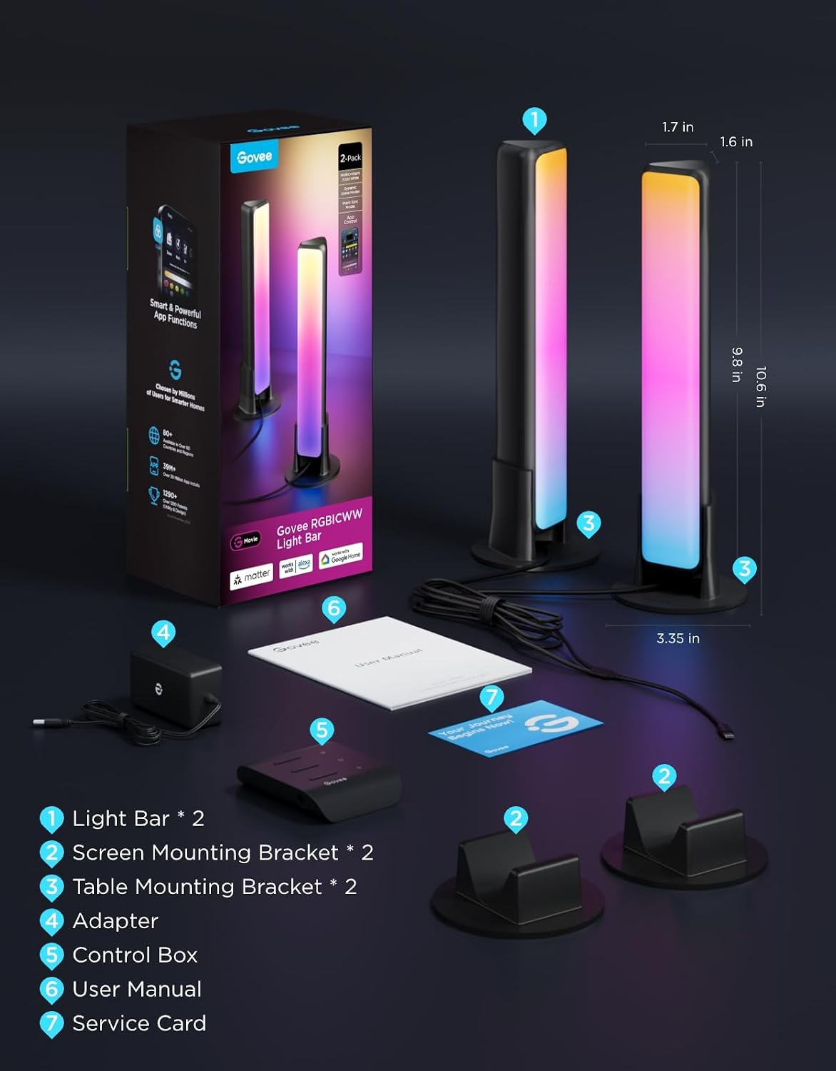 Immersive RGBICWW Smart Light Bar With Music Sync encalife