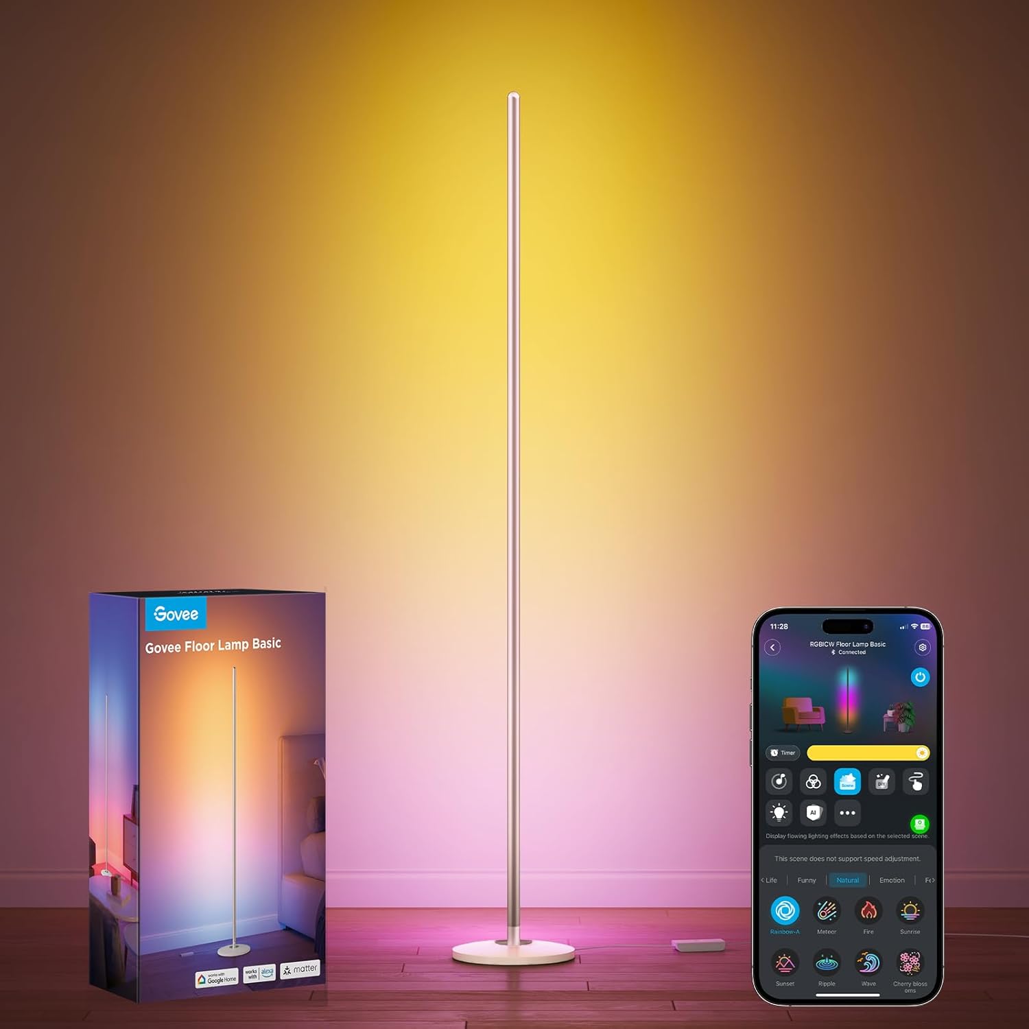 Smart RGBIC Corner Floor Lamp With Music Sync encalife