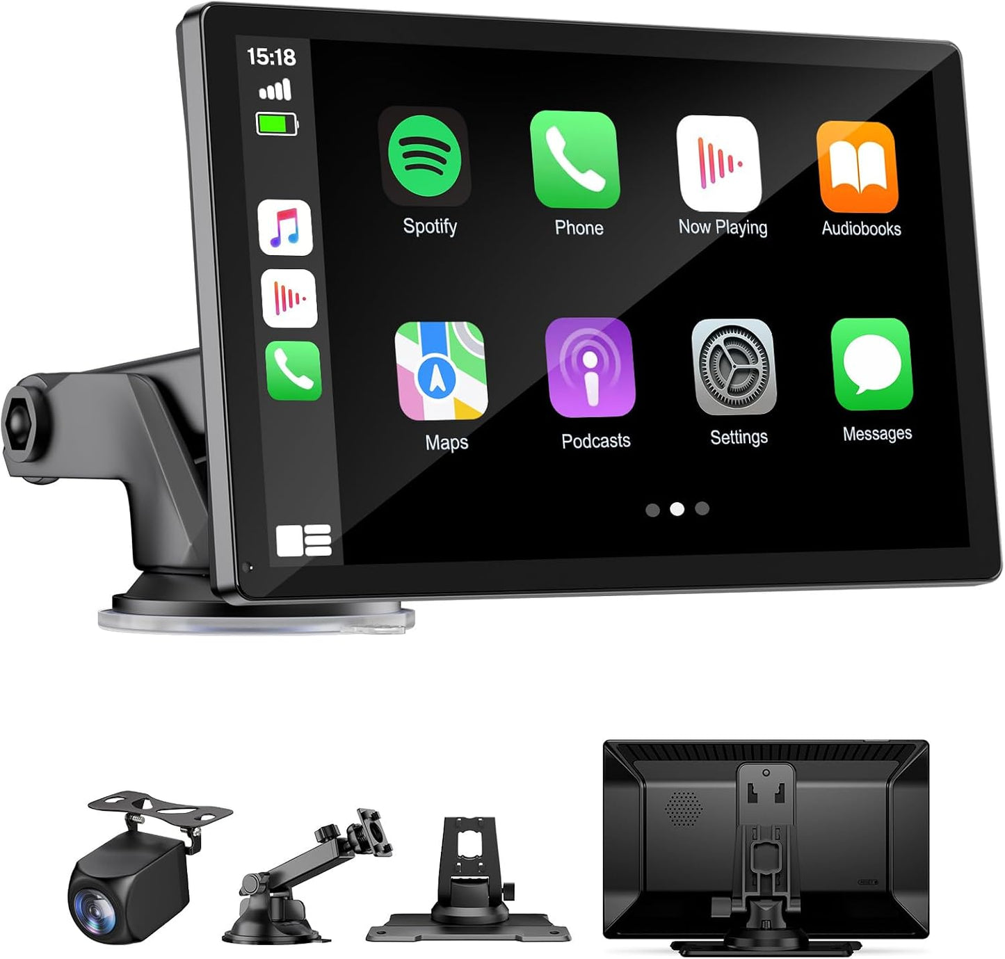 9 Inch Wireless Carplay Screen mounted on dashboard with GPS navigation display