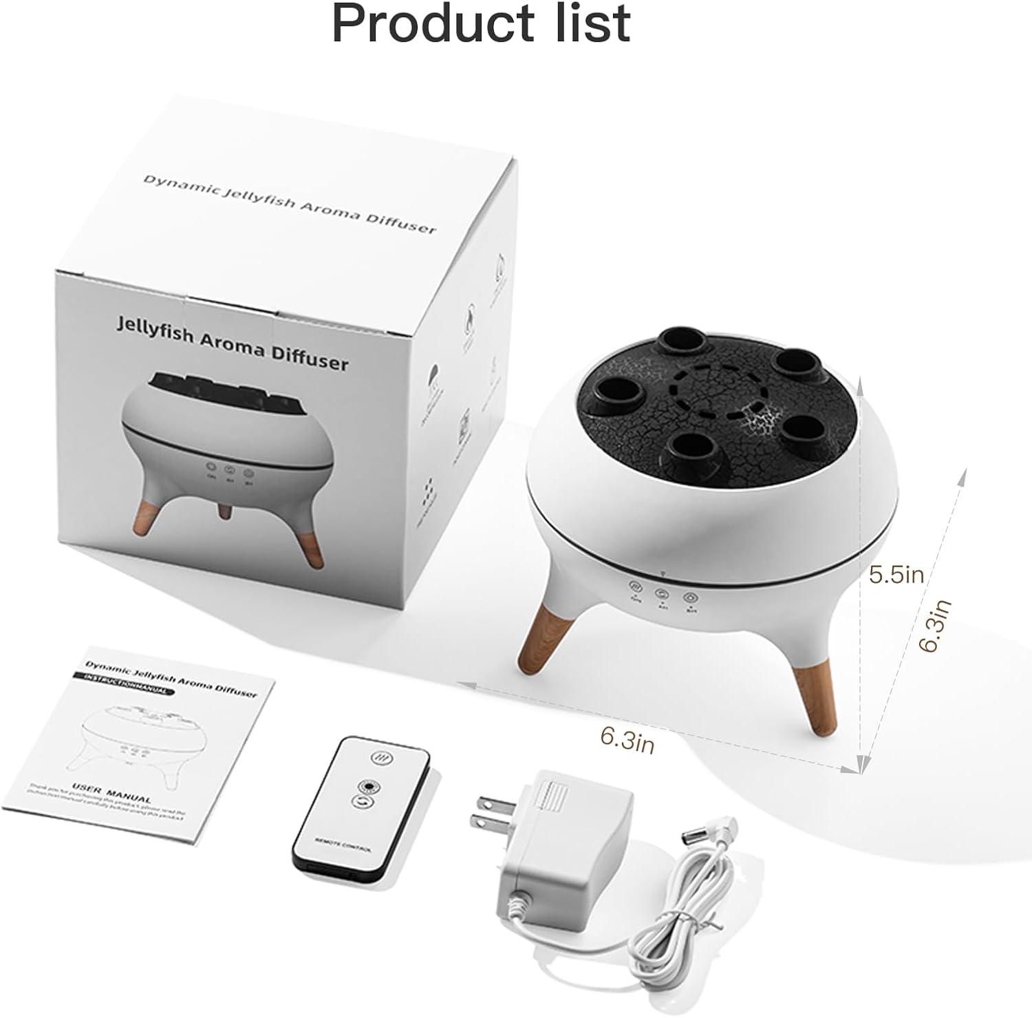 Jellyfish Humidifier Diffuser With Mist Light Remote encalife