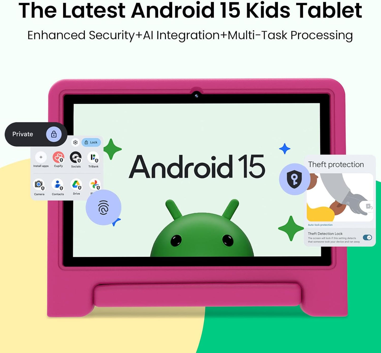 CFVOCUY 10.1” Kids Tablet I Android 15 Learning Tablet encalife