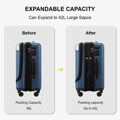 Expandable Carry On luggage With Laptop Compartment encalife
