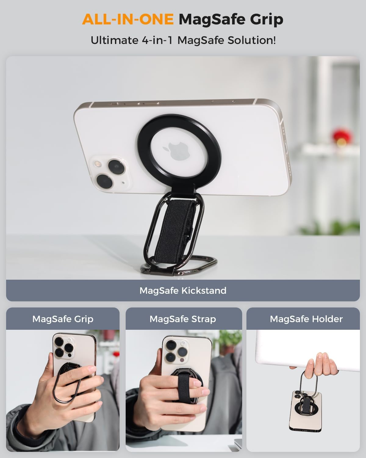 Ultra-Strong MagSafe Phone Grip Strap Kickstand Holder encalife