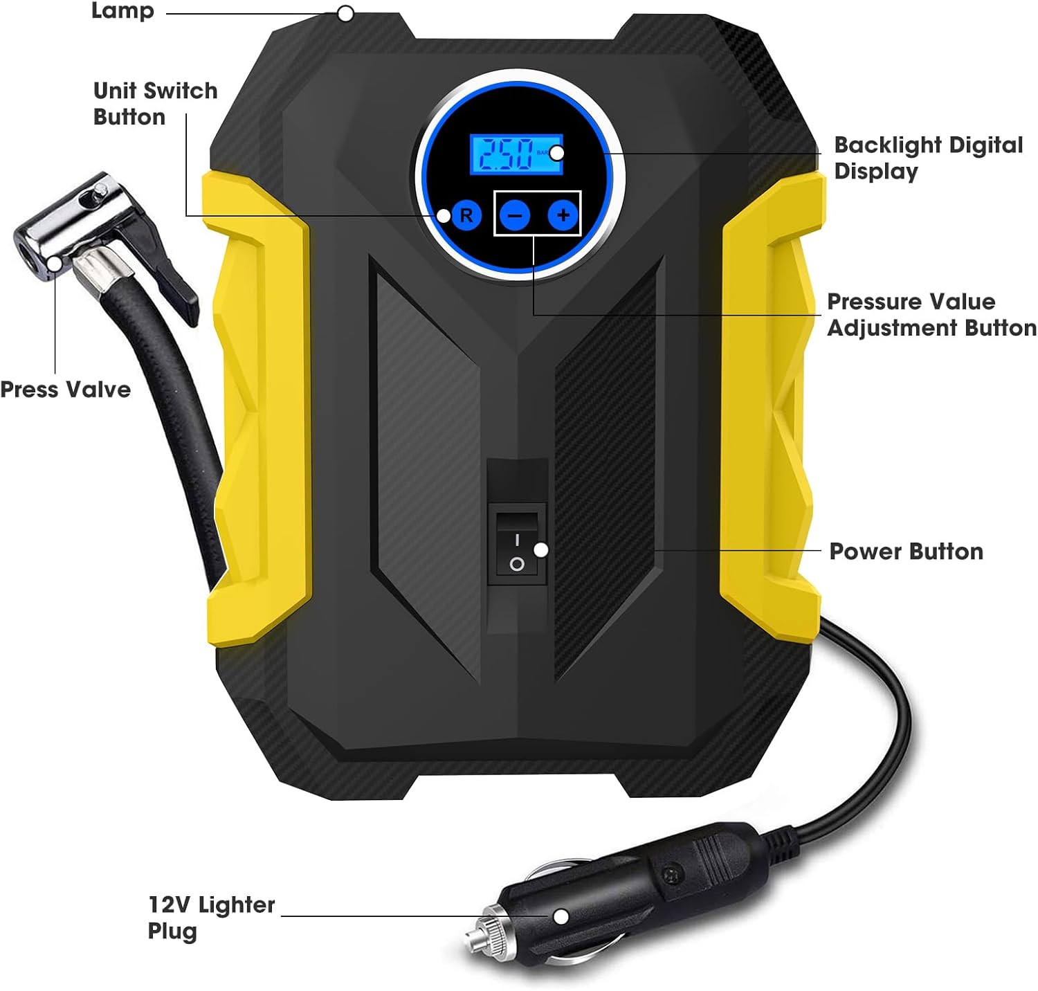 Carsun Digital Tire Inflator 150PSI Auto Pump encalife