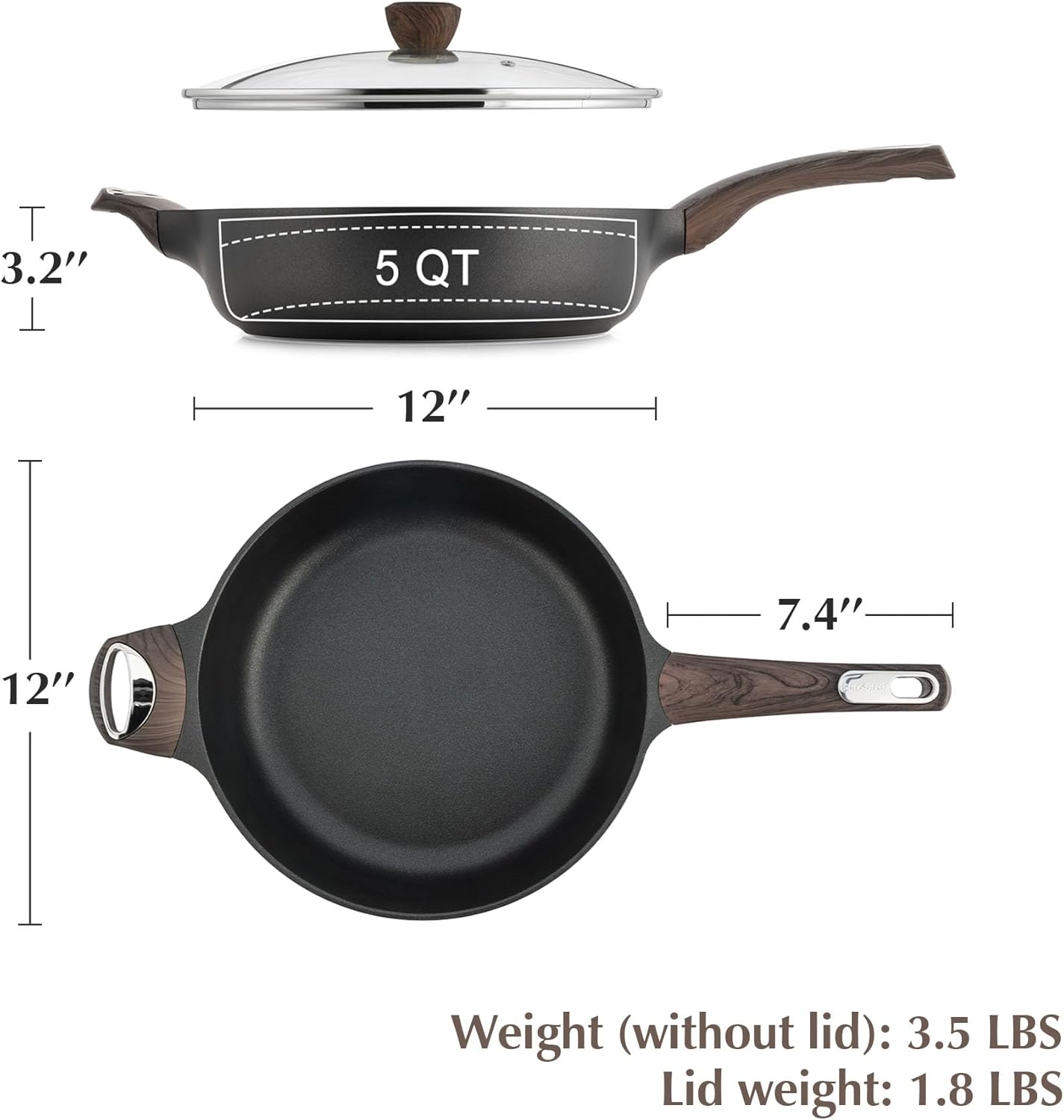 Nonstick Frying Pan I SENSARTE 12 Inch encalife