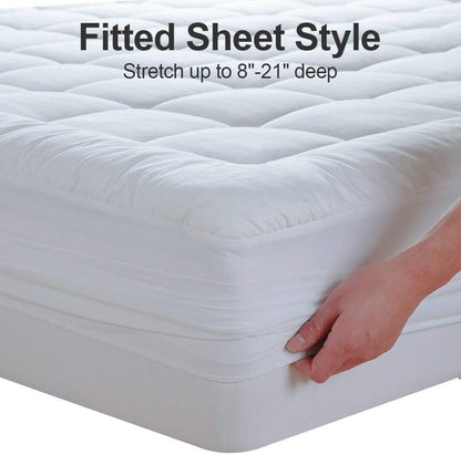 Cooling Cotton Mattress Pad for Softer Sleep encalife
