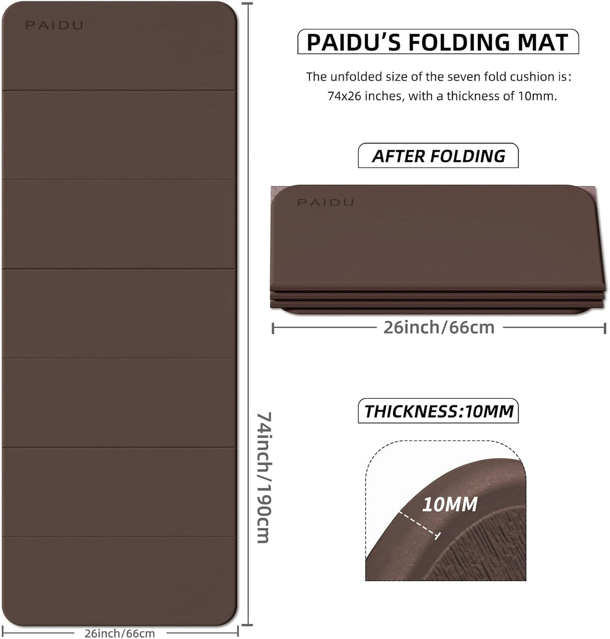 Foldable Yoga Mat 10mm Extra Wide encalife
