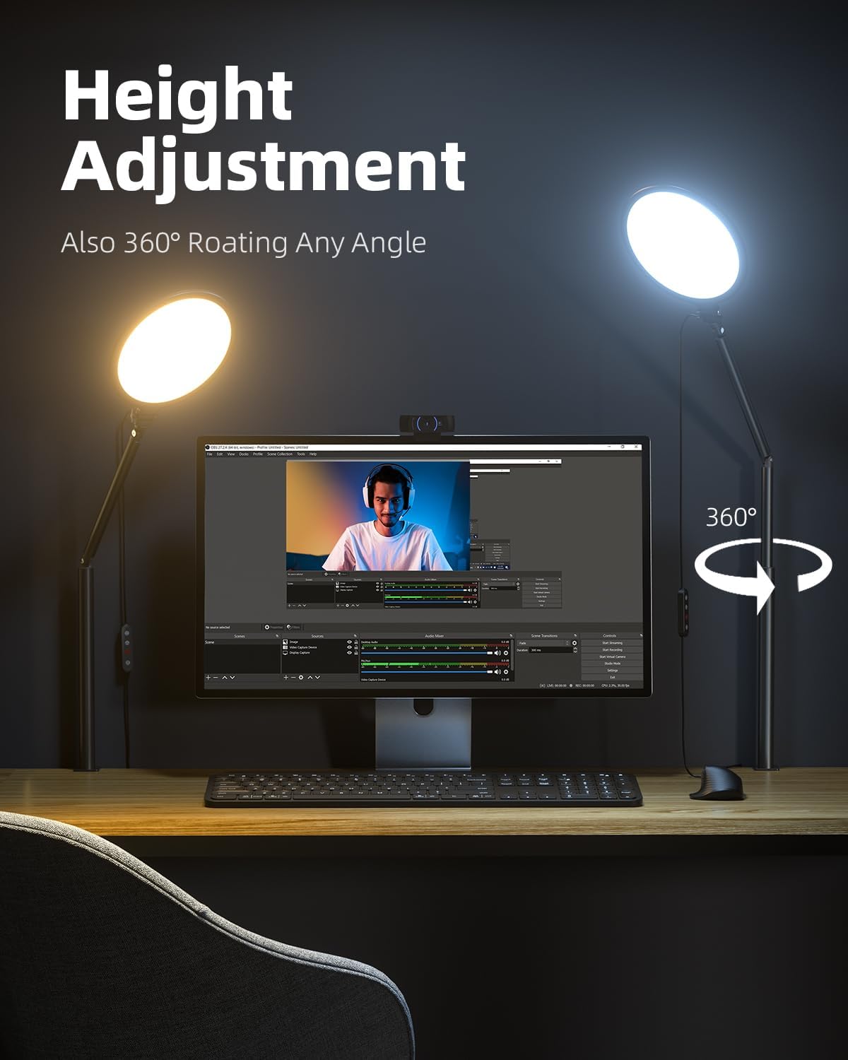 RGB Lighting Collection Adjustable Desk Ring Light encalife
