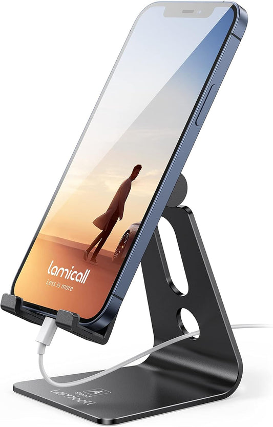 Adjustable aluminum mobile stand with anti-slip pads for desk use