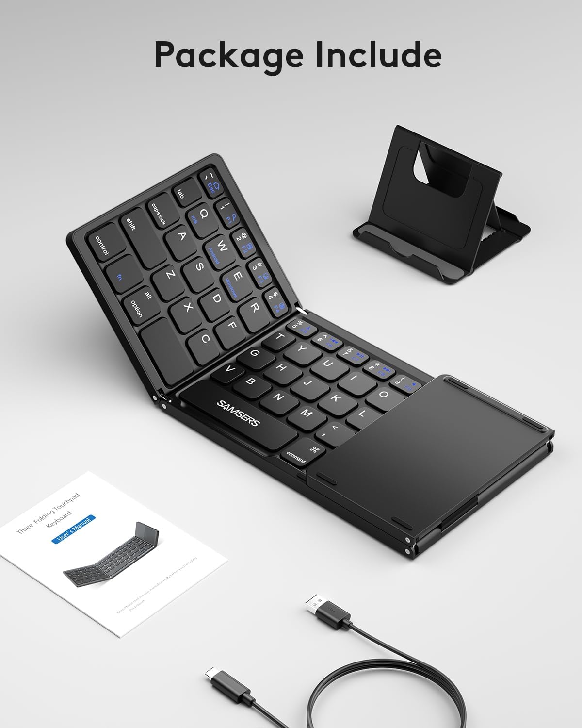 Foldable Bluetooth Keyboard with Touchpad Phone Stand encalife