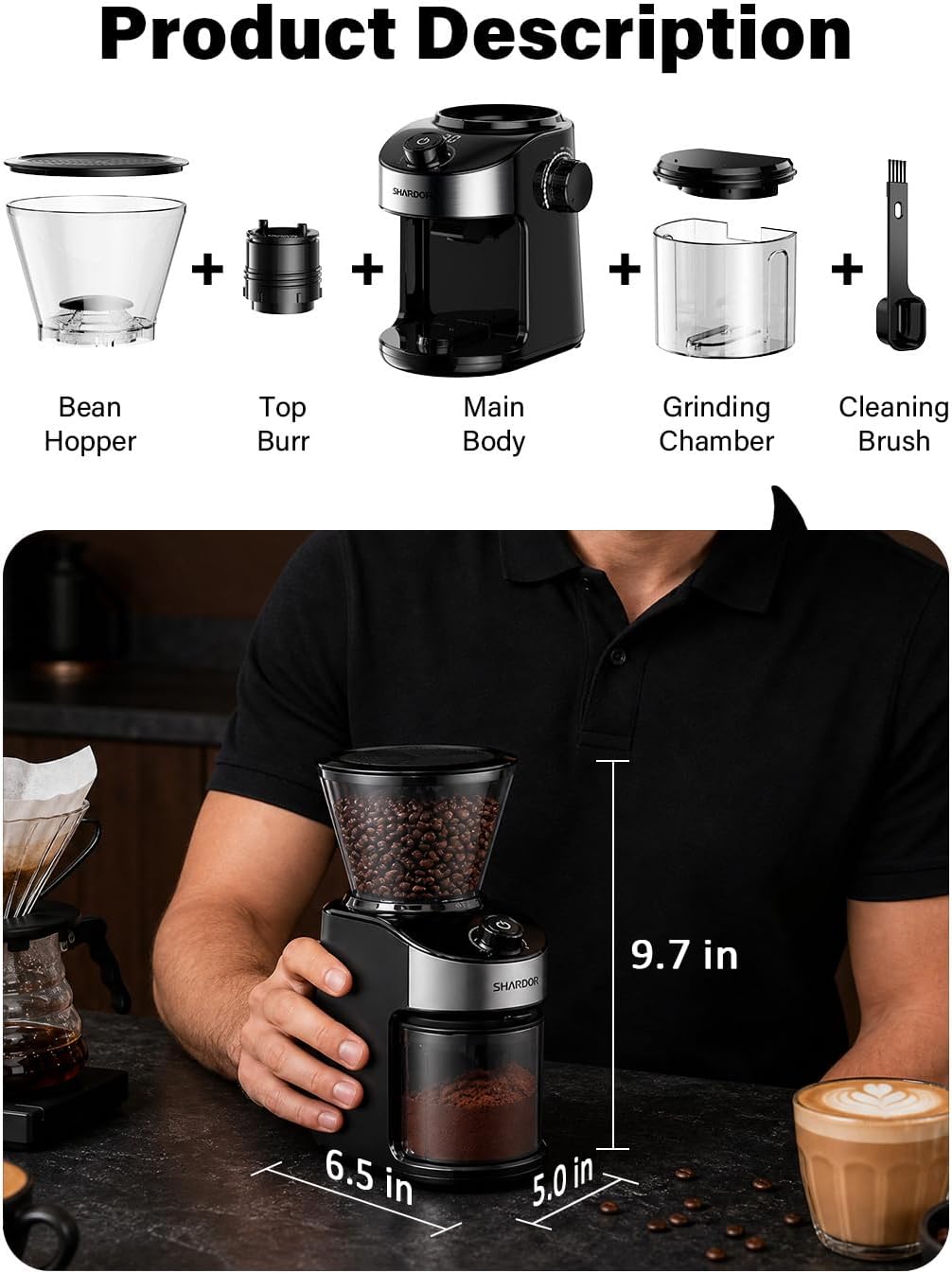 Electric Burr Coffee Grinder – 32 Settings encalife