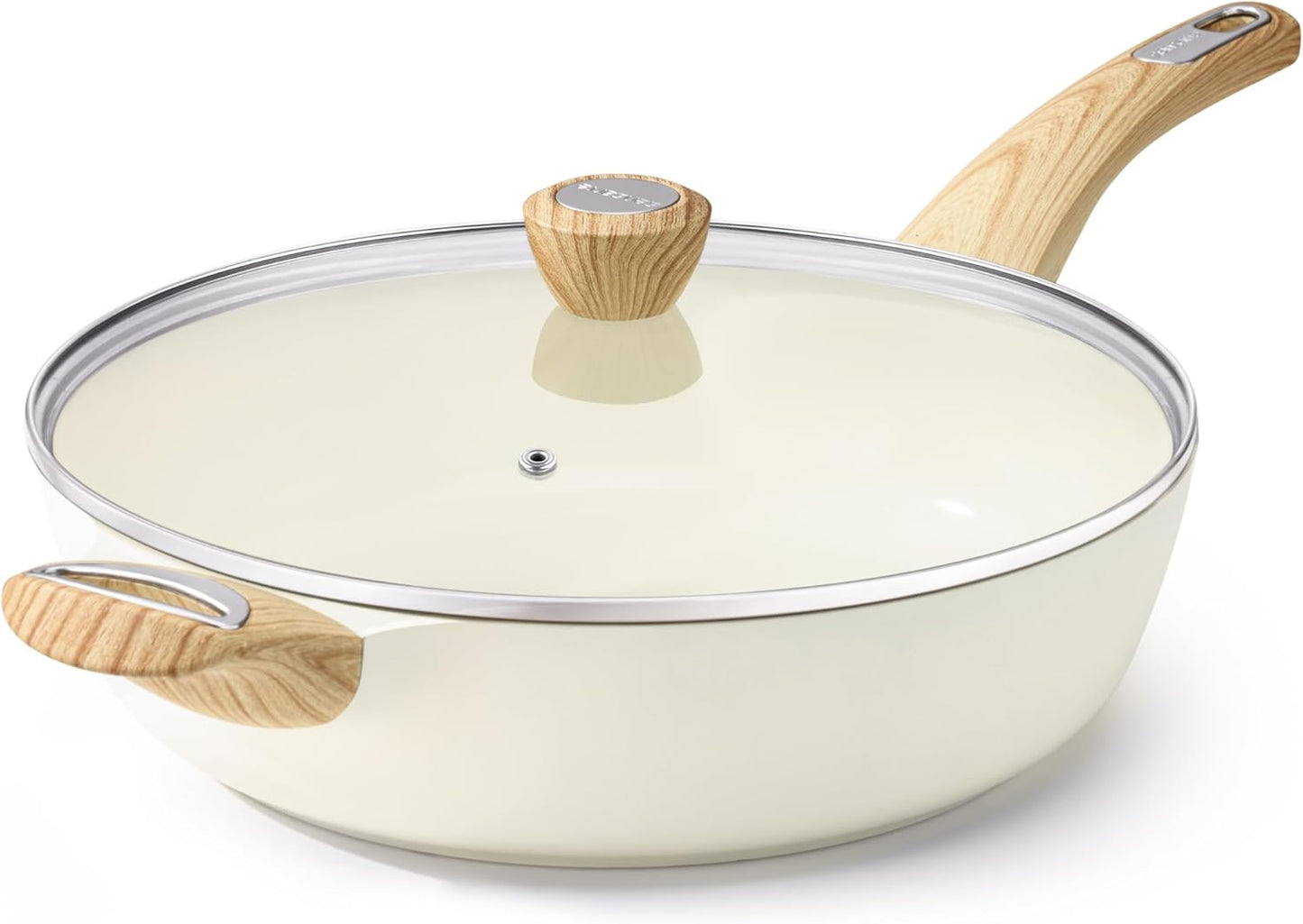 Nonstick Frying Pan with Lid I 12 Inch Ceramic 