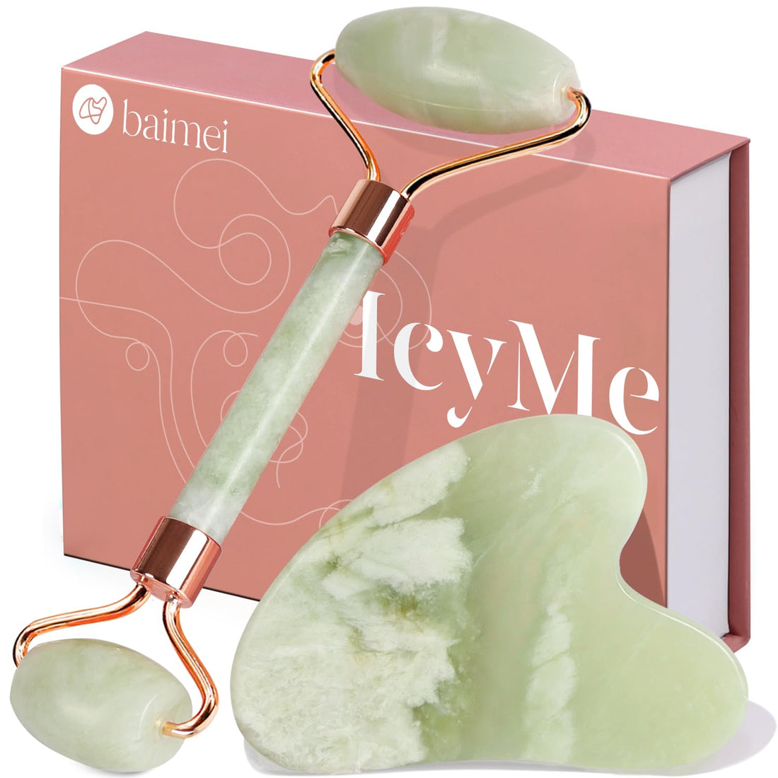 Jade Roller Gua Sha Facial Massage Beauty Set encalife